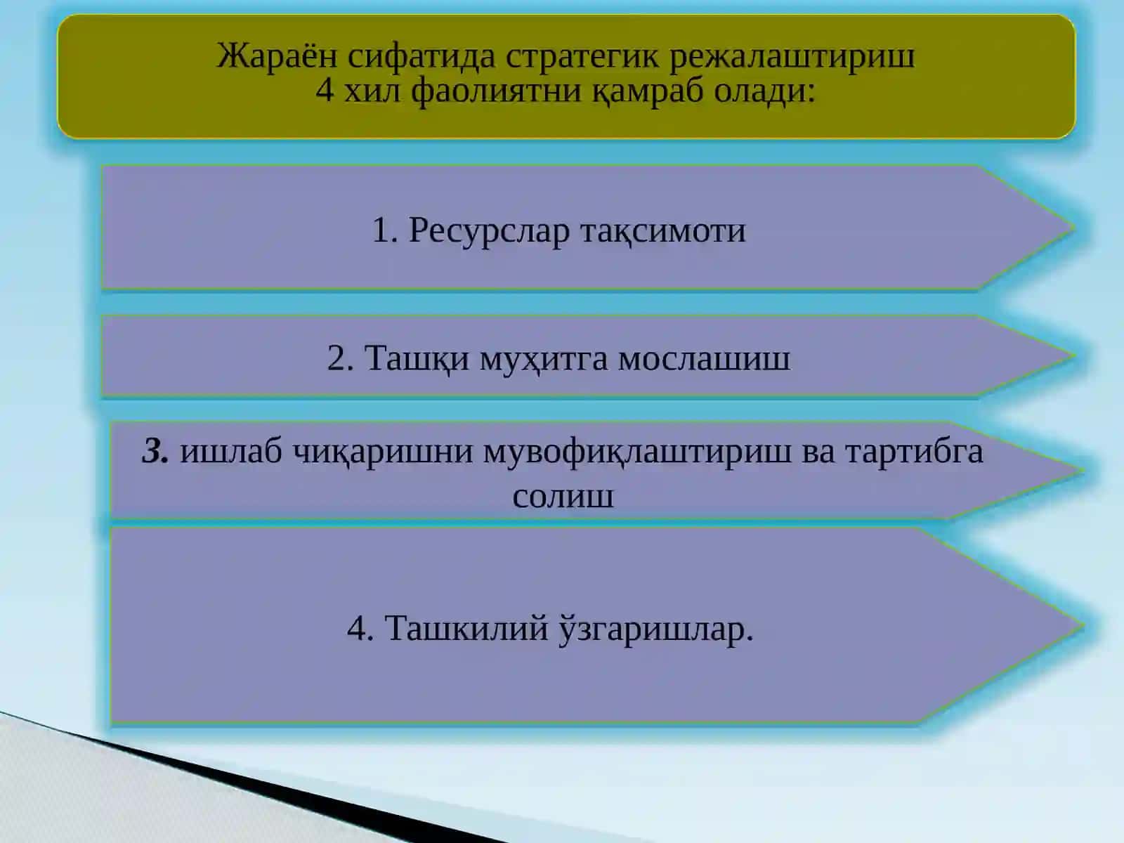 СТРАТЕГИК РЕЖАЛАШТИРИШНИНГ МОҲИЯТИ ВА ВАЗИФАЛАРИ 3