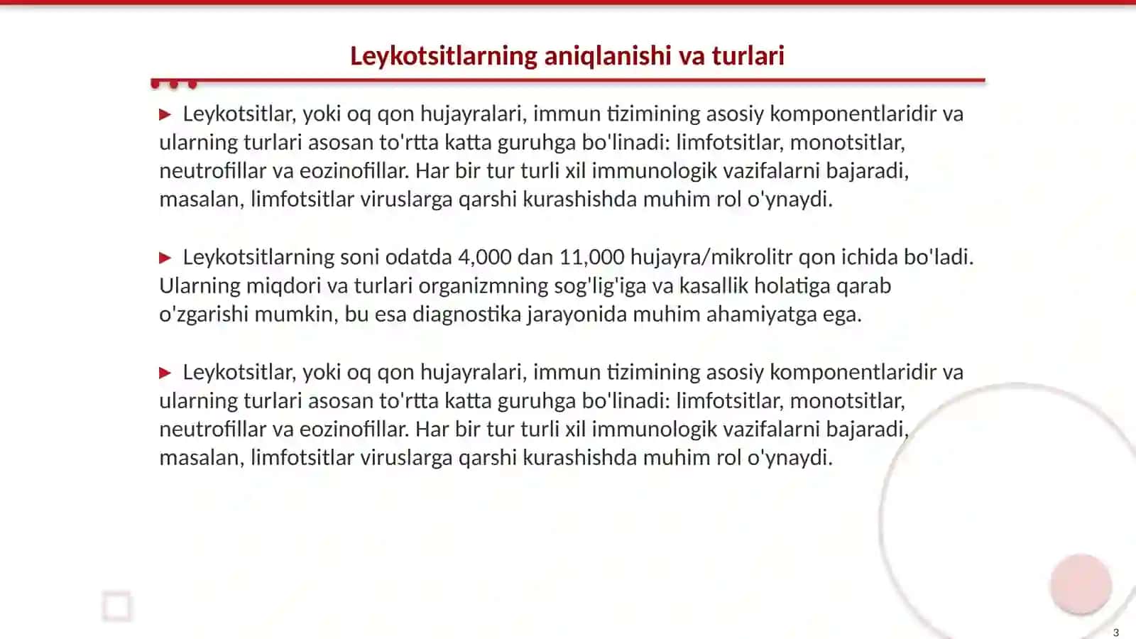 Leykotsitlar metabolizmi xususiyatlari 3
