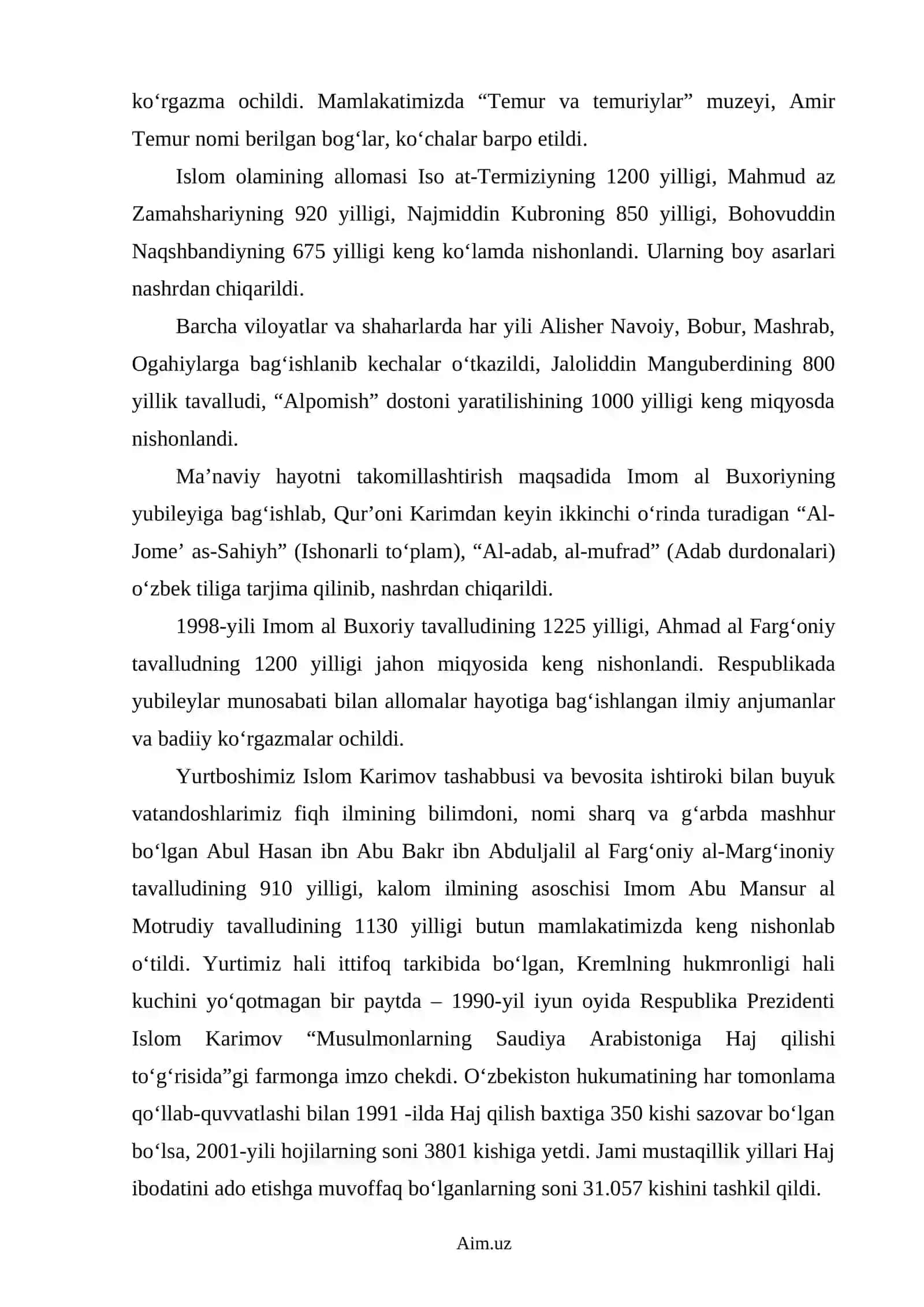 Mustaqillik yillarida ma’naviy va ma’rifiy hayot. Milliy istiqlol g‘oyasi va mafkuraviy masalalar 3