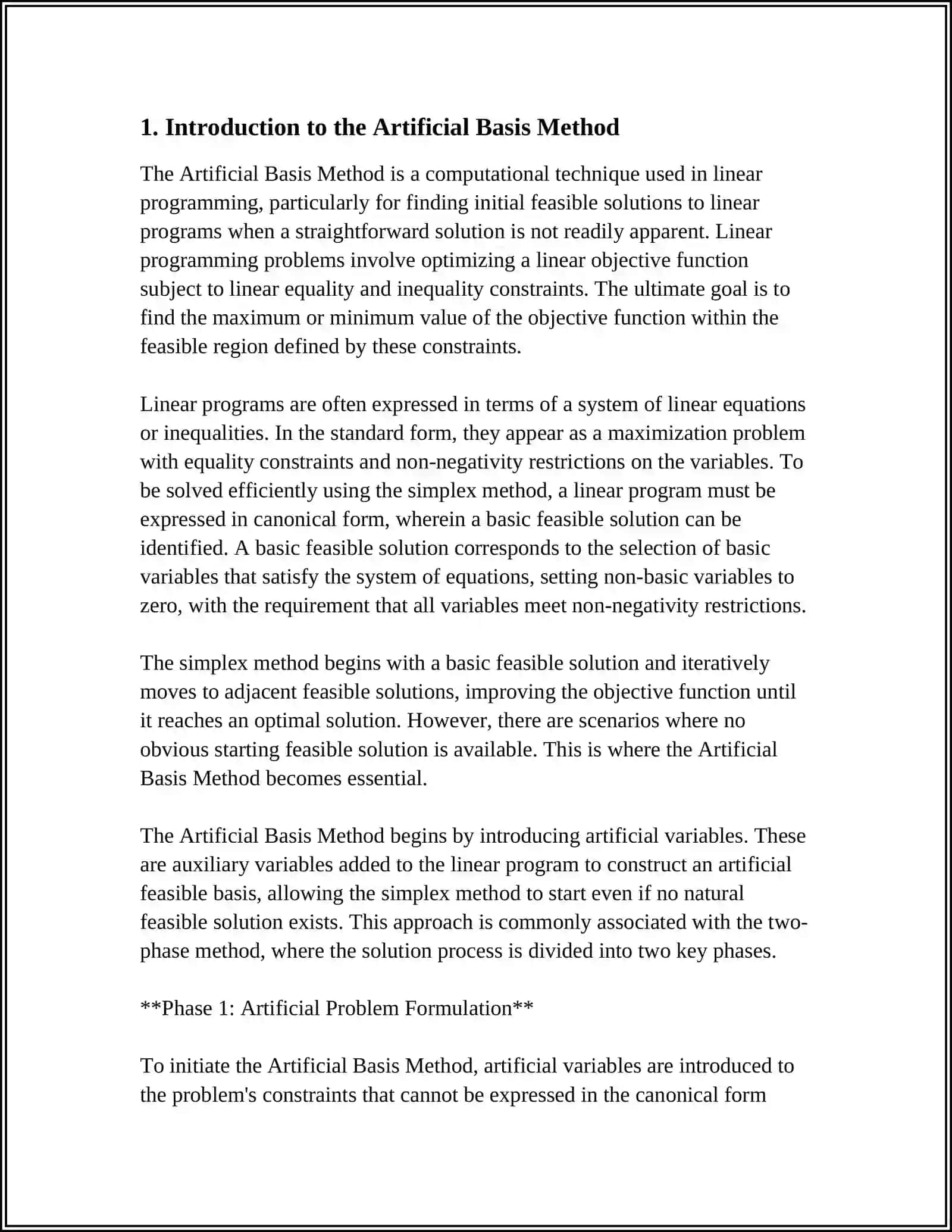 ARTIFICIAL BASIS METHOD 3