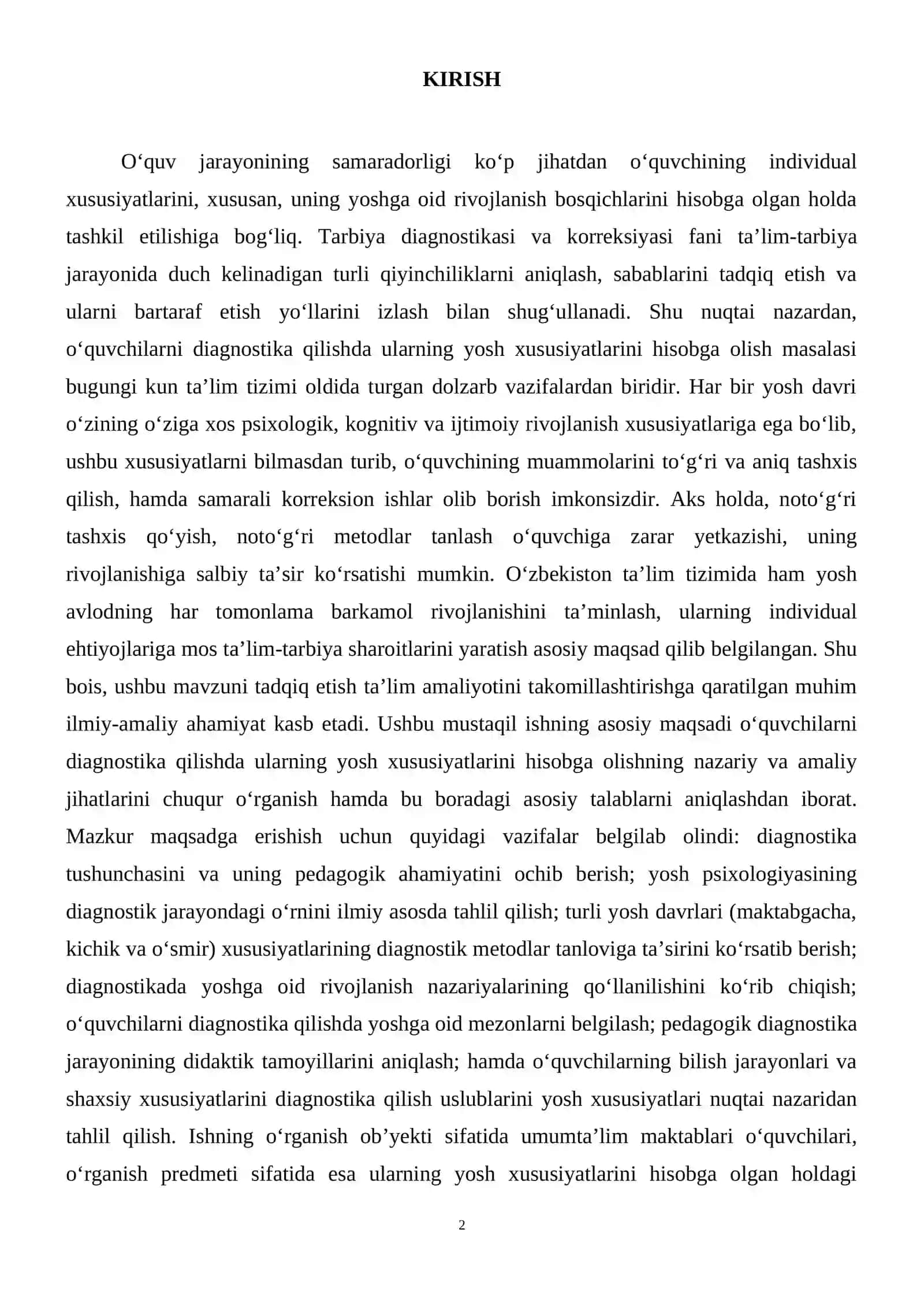 Oʻquvchilarni diagnostika qilishda ularning yosh xususiyatlarini hisobga olish: asosiy talablar. 3