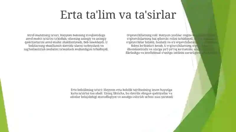 Umar Hayyomning TaʼLim Tarbiyaga Oid Fikrlari 3