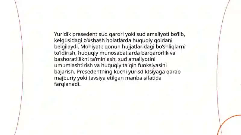 Yuridik presedent haqida malumot 3