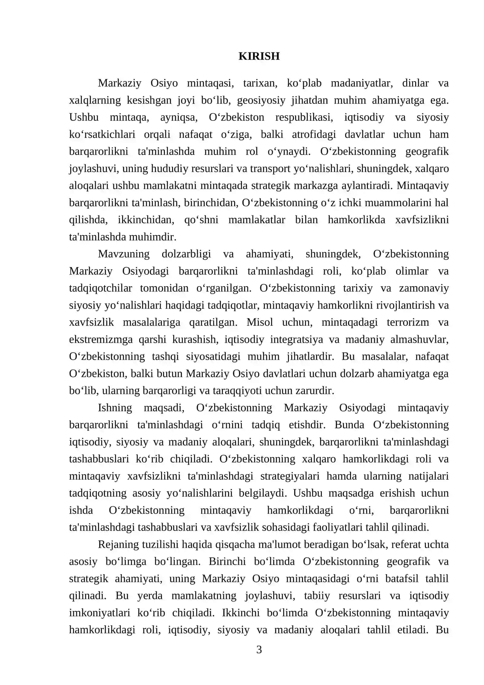 Markaziy Osiyodagi mintaqaviy barqarorlikni ta'minlashda Oʻzbekistonning tutgan oʻrni 3