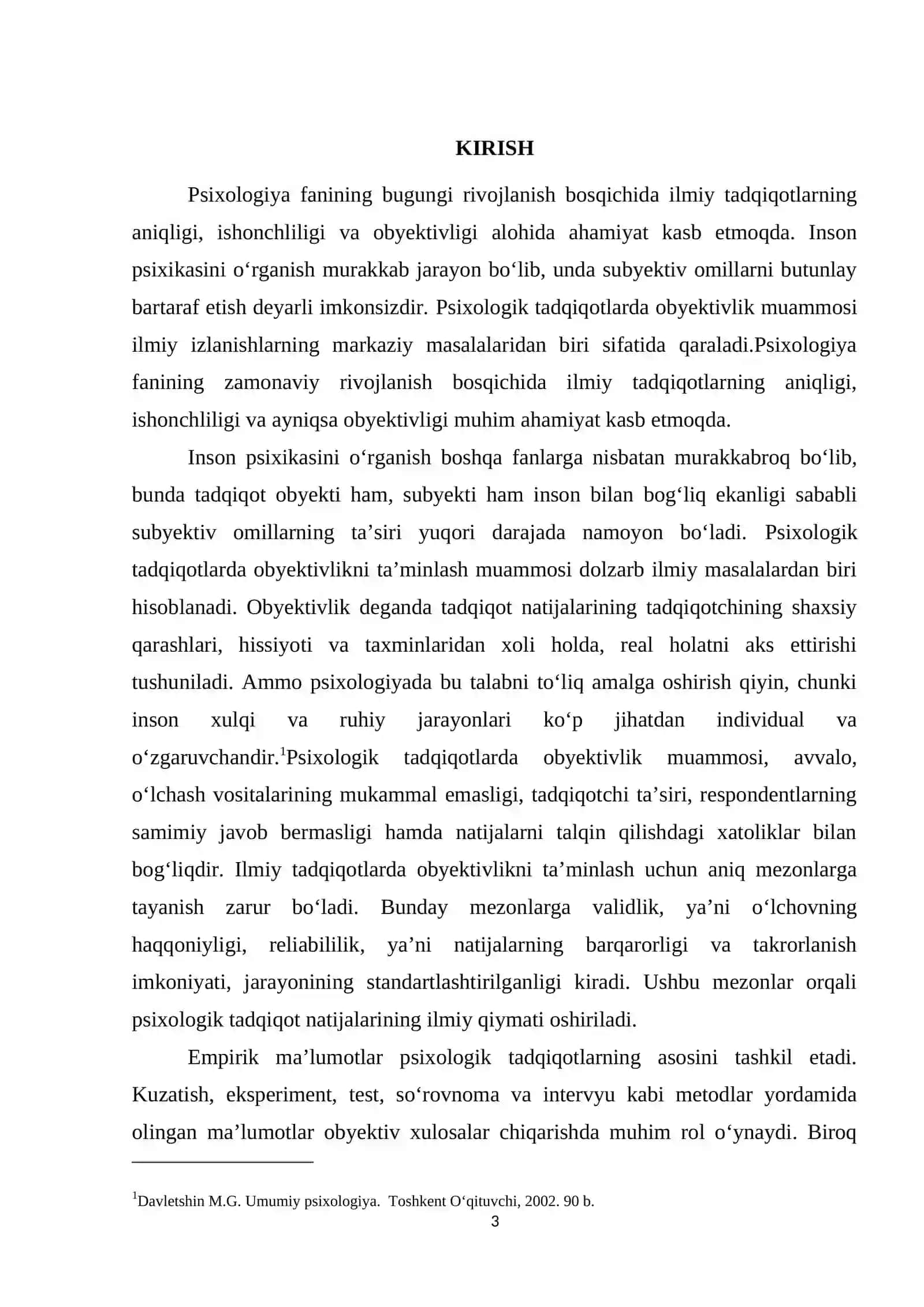 Psixologik tadqiqot obyektivligi muammosi mezonlar, empirik ma'lumotlar va R. Kettell yondashuvi 3