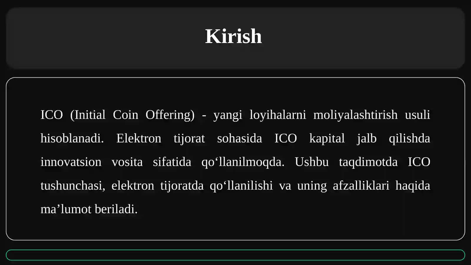 Elektrontijoratda ICO dan foydalanish imkoniyatlari 3