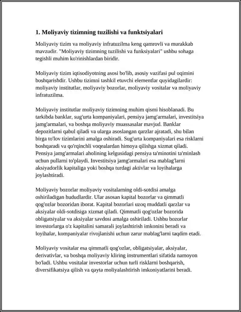 Moliyaviy Tizim va Moliyaviy Infratuzilma 3