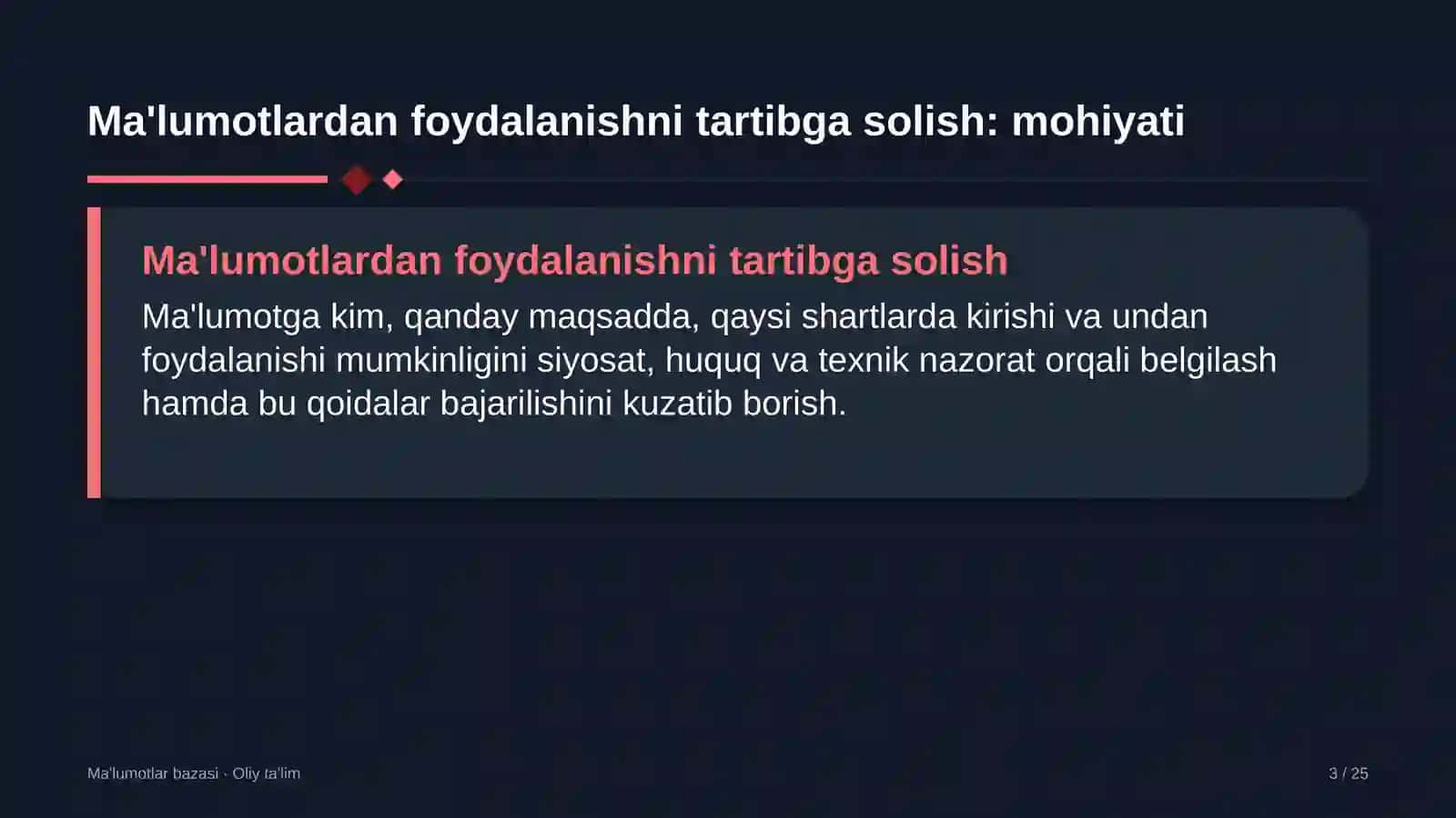 Ma'lumotlar bazasi · Oliy ta'lim 3