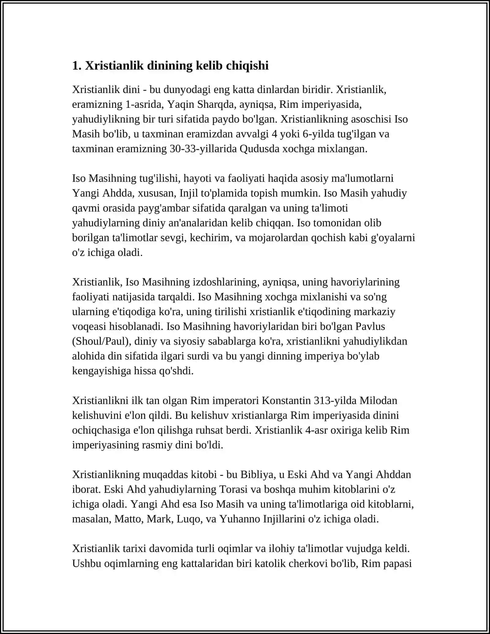 XRISTIANLIK DINI TARIXI VA ASOSIY GʻOYALARI 3