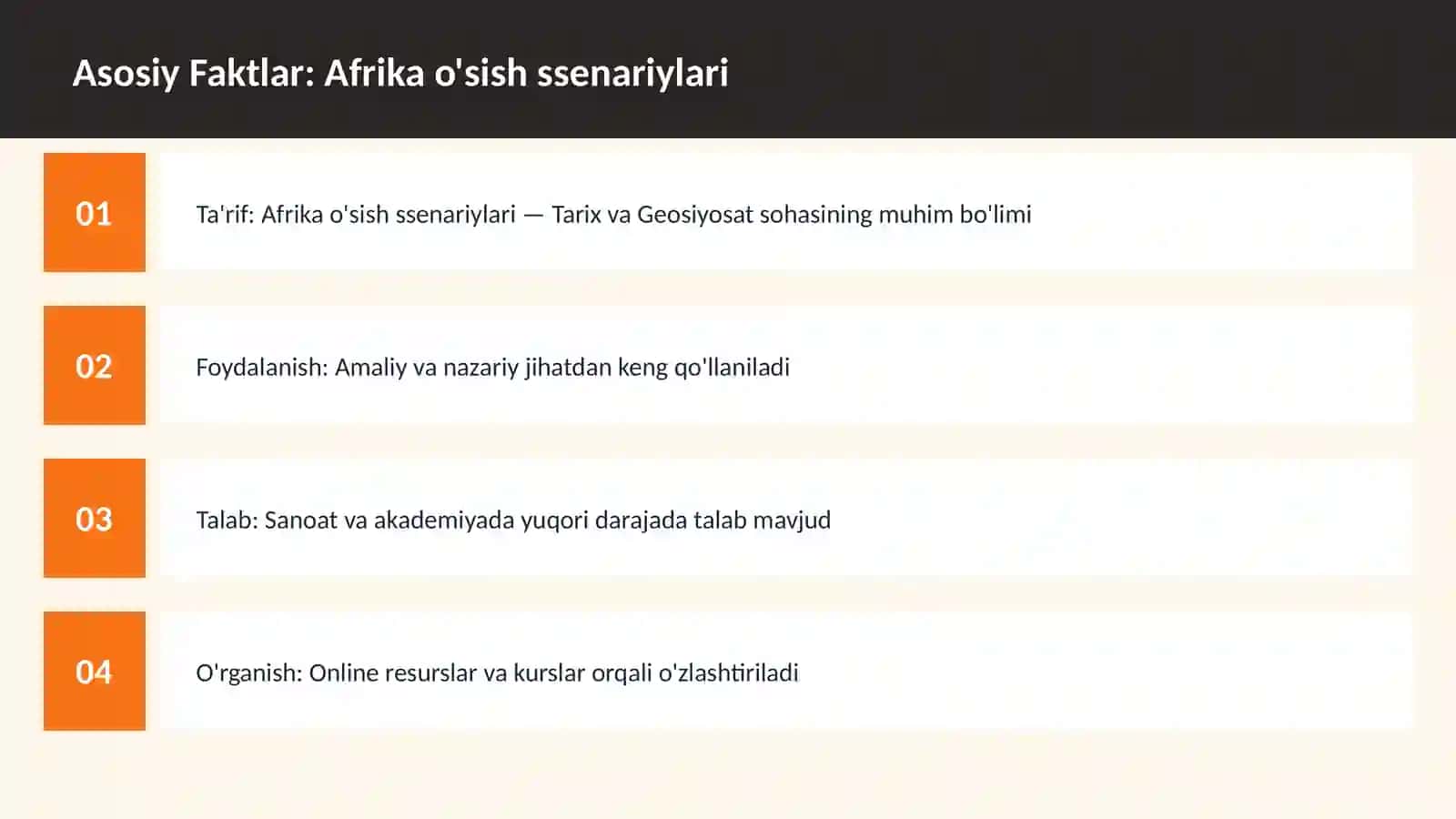 Afrika o'sish ssenariylari 3