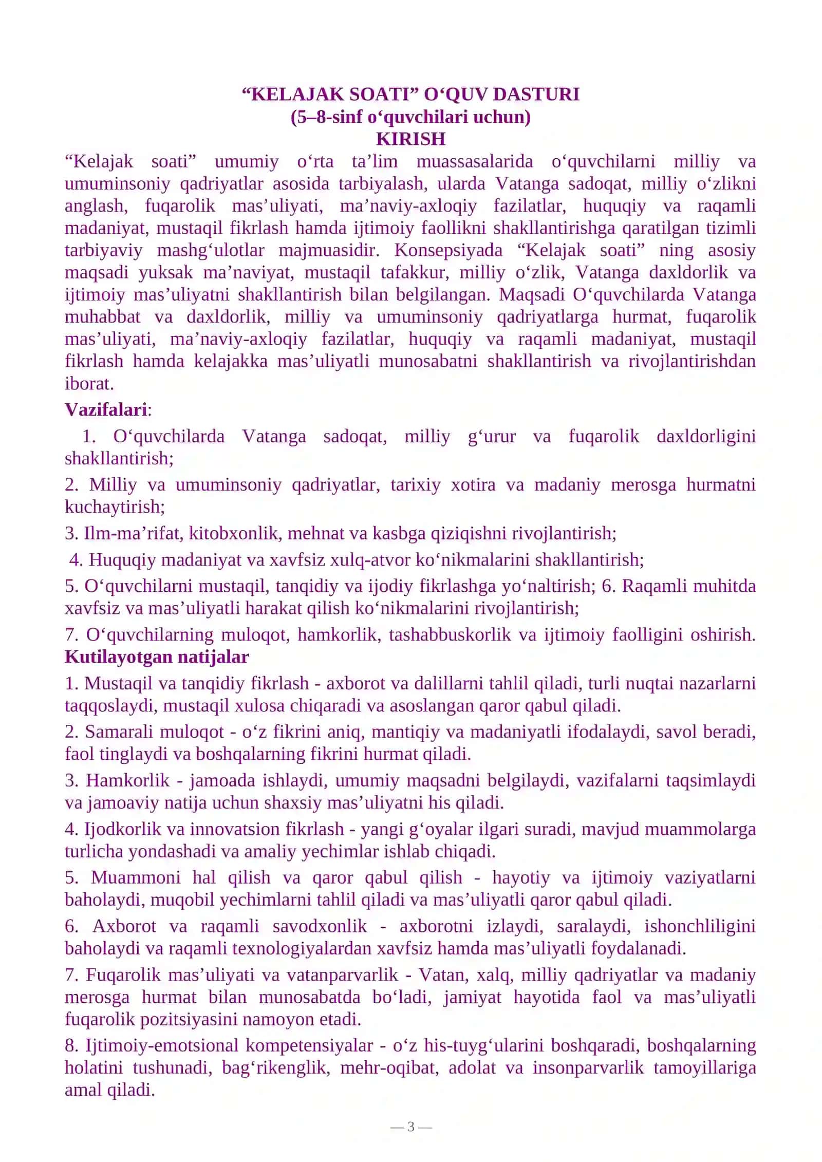 KELAJAK SOATI O‘QUV DASTURI 3