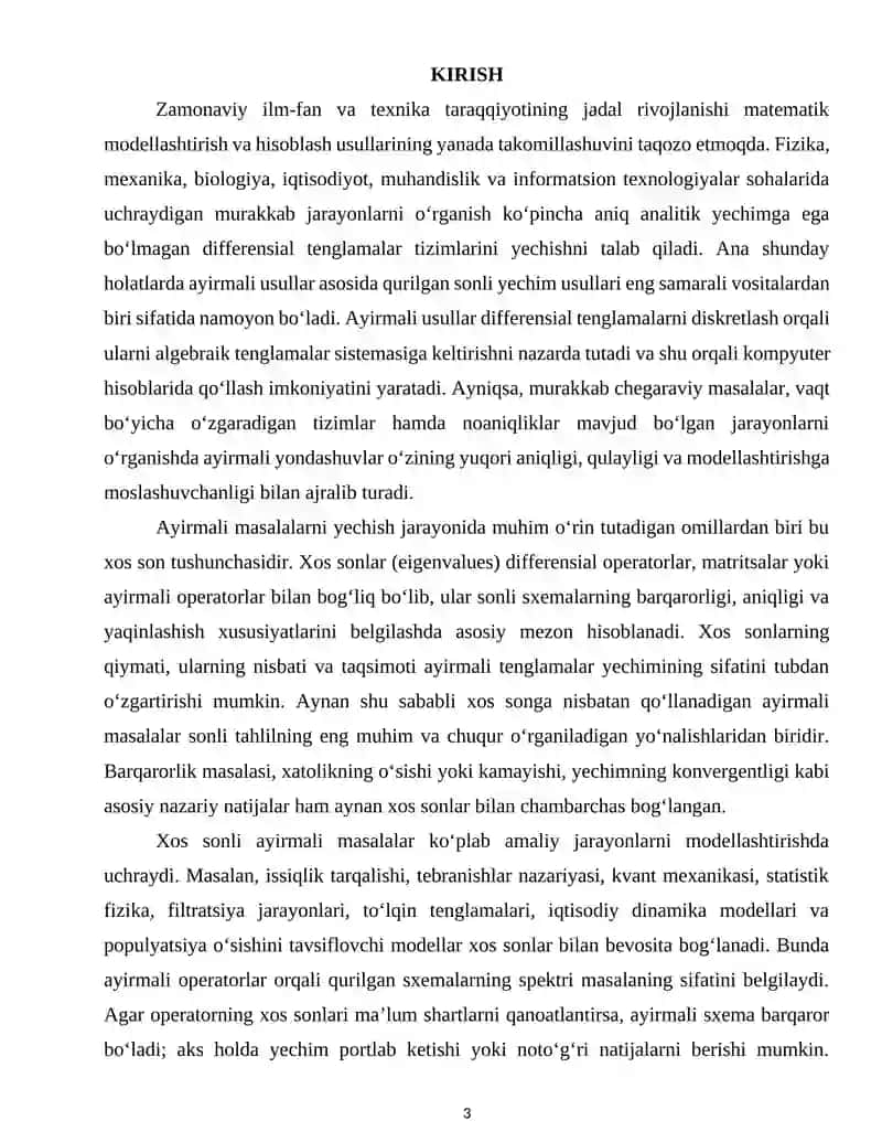 XOS SONGA NISBATAN QO‘LLANADIGAN AYIRMALI MASALALAR. 3
