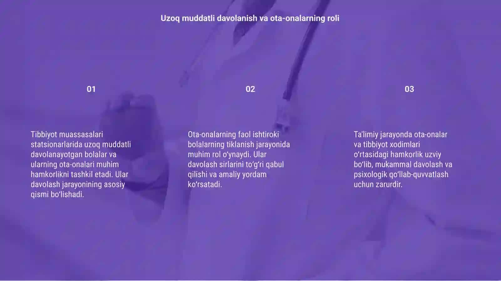 Tibbiyot muassasalari statsionarlarida uzoq muddatli davolanayotgan bolalar ota-onalari -taʼlimiy jarayondagi eng muhim hamkor sifatida 3