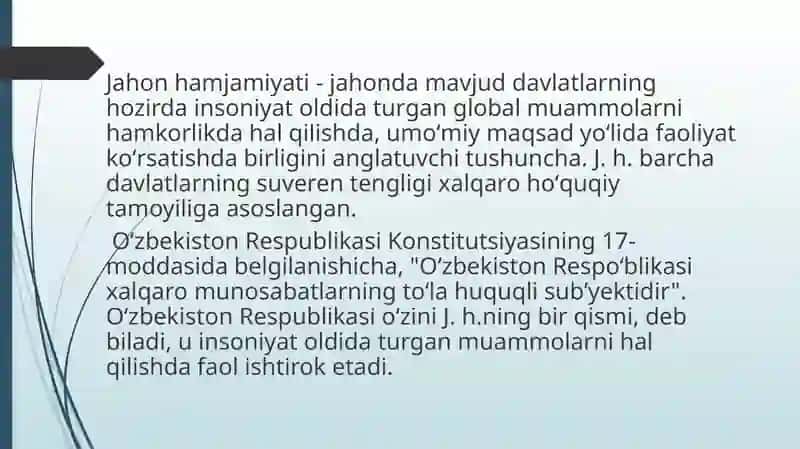 Oʻzbekiston va Jahon hamjamiyati 3