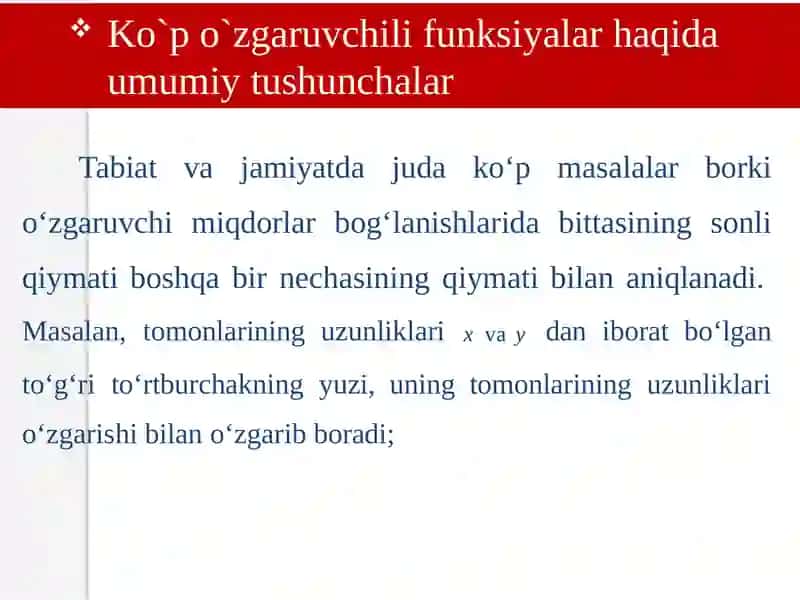 Ko'p o'zgaruvchili funksiya differensiali. Xususiy hosila va yuqori tartibli differensiallar 3
