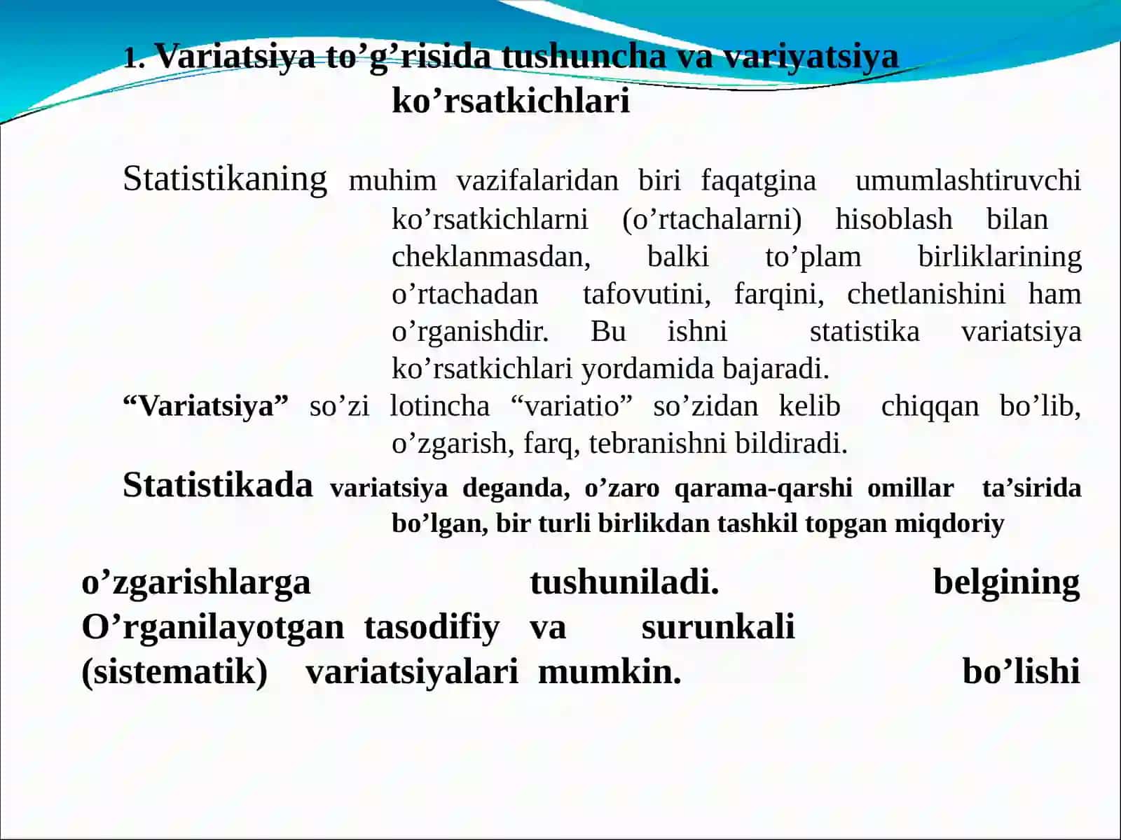 STATISTIKDA VARIATSIYANI BAHOLASH USULLARI VA DISPERSION TAHLIL ASOSLARI 3
