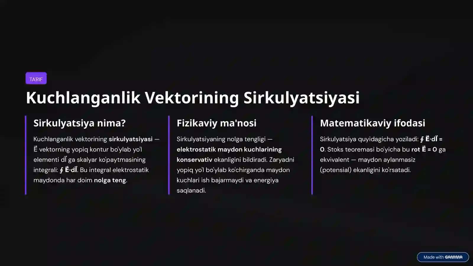 Sirkulyatsiya va Potensial 3