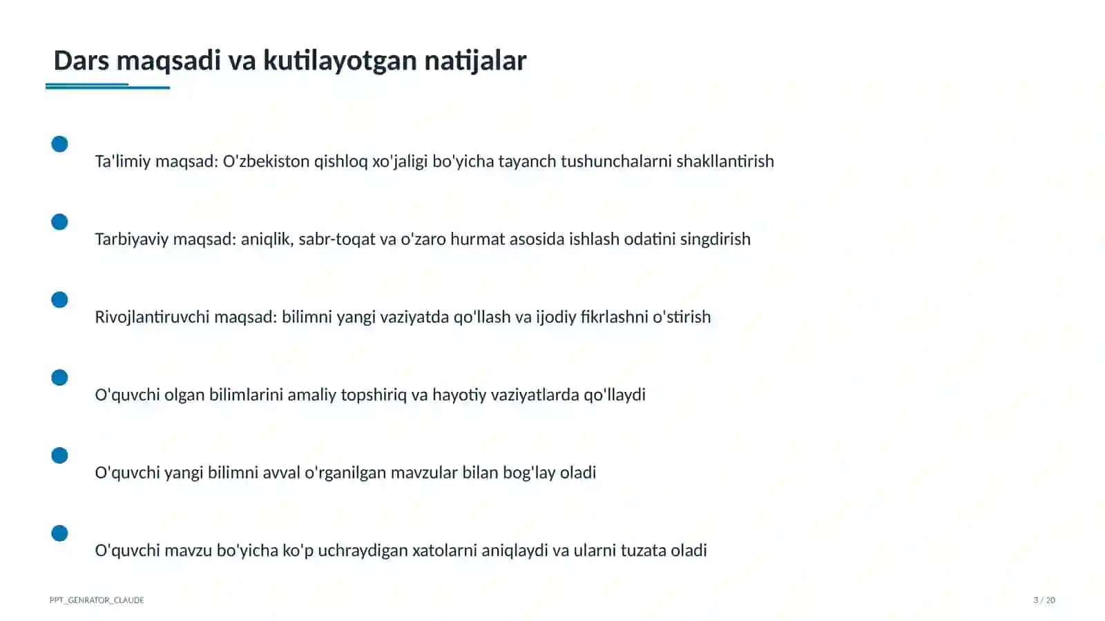 O'zbekiston Qishloq Xo'jaligi (9-sinf) 3