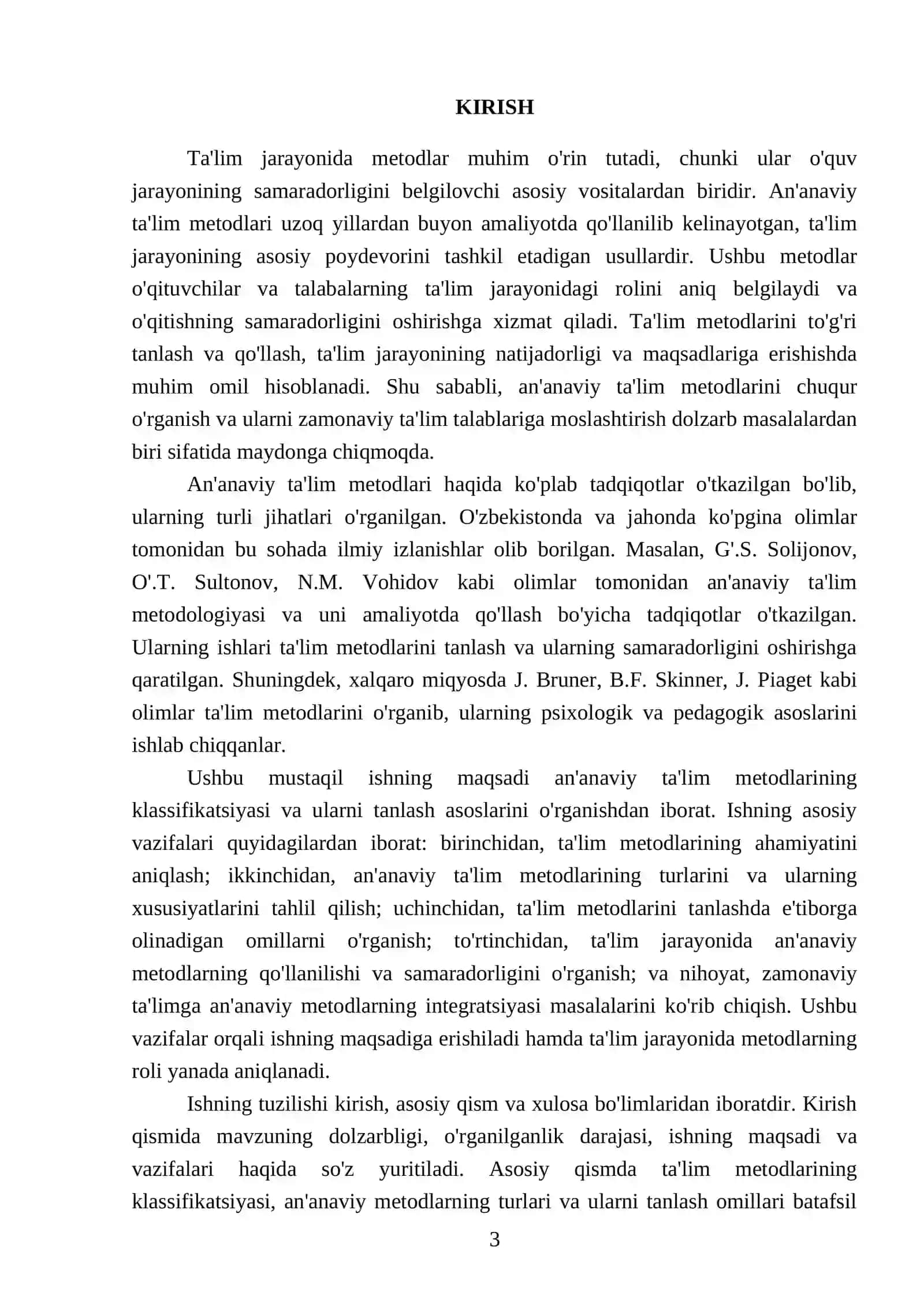 An'anaviy ta'lim metodlari klassifikatsiyasi va tanlash asoslari 3