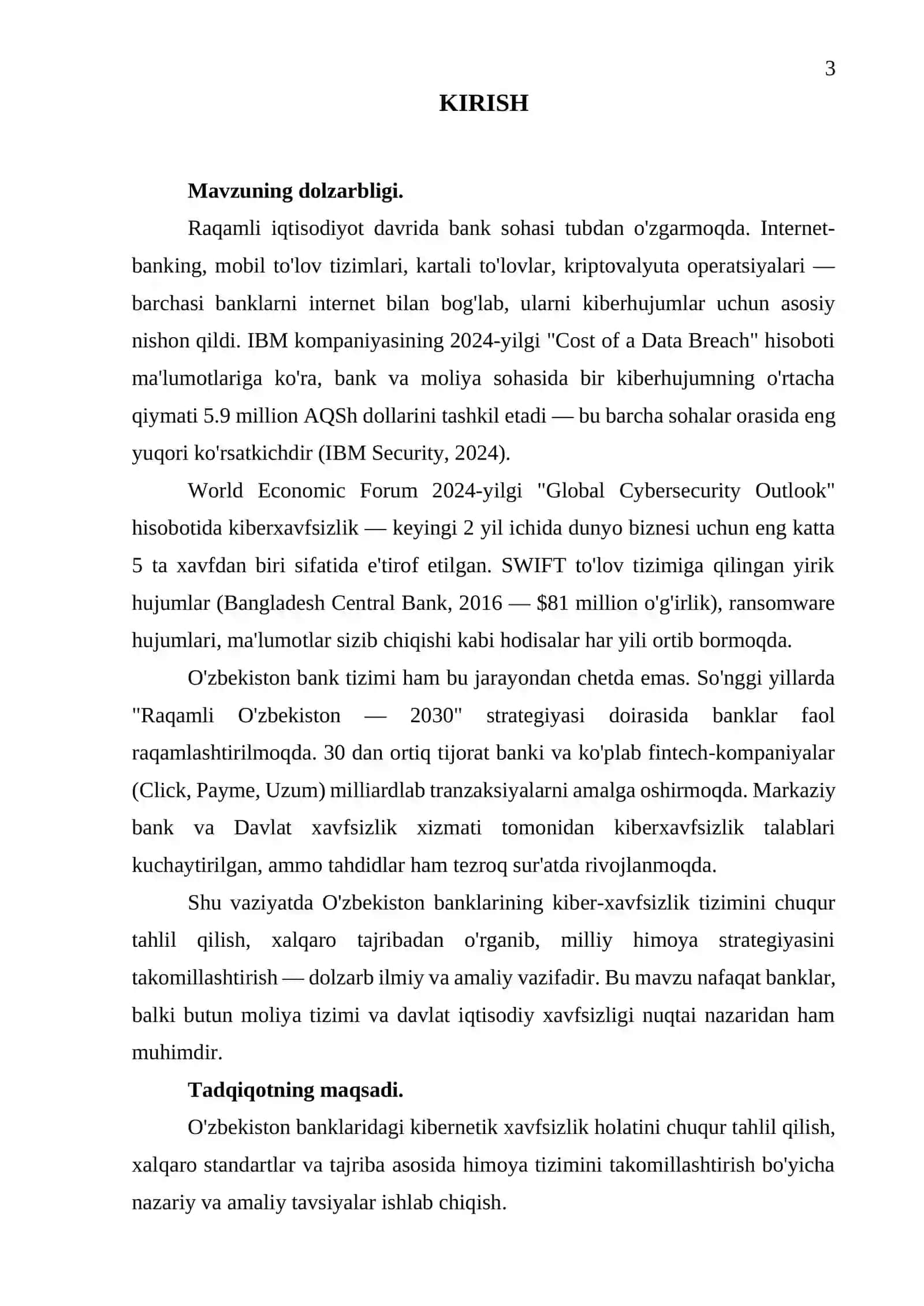 KIBERNETIK XAVFSIZLIK: O'ZBEKISTON BANKLARIDA HIMOYA TIZIMLARI VA ULARNI TAKOMILLASHTIRISH 3