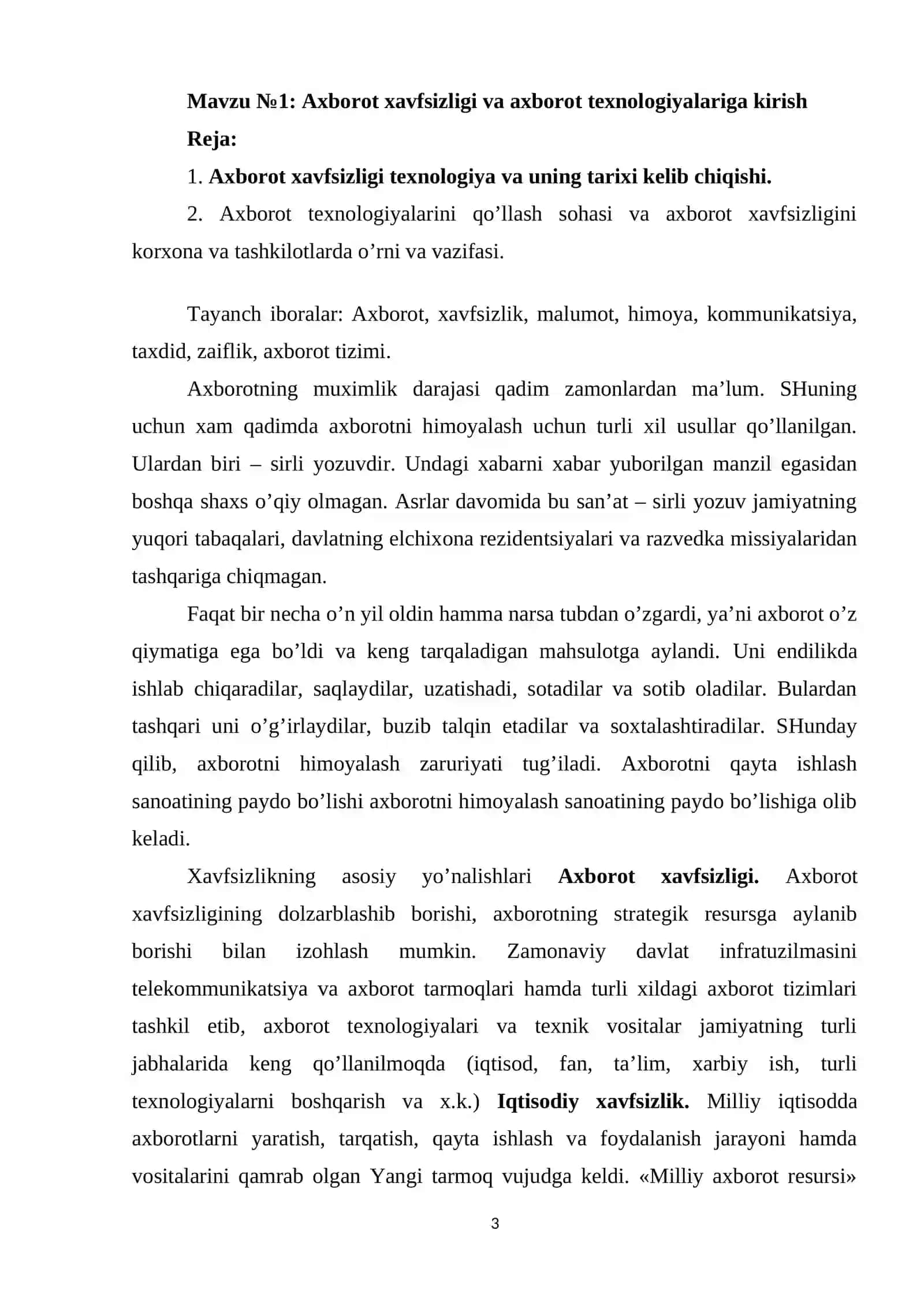 Kasbiy faoliyatda axborot xavfsizligi (mavzular to'plami) 3