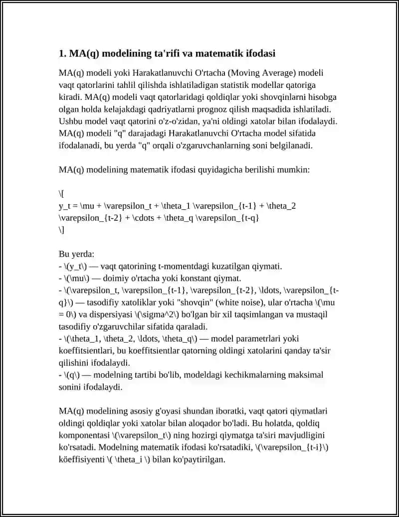 MA REGRESSION MODEL 3