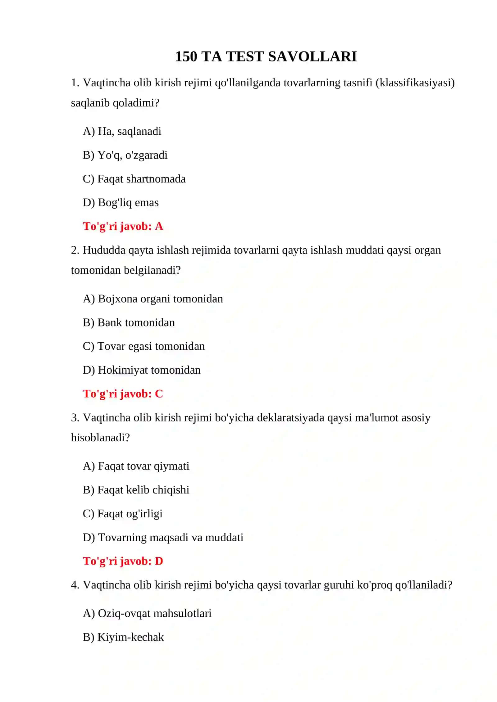 BOJXONA HUDUDIDA QAYTA ISHLASH TESTLARI 3