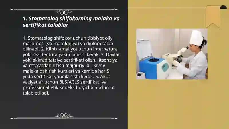 Stomatologik tibbiyot xodimlariga qoyilgan talablar va vazifalar 3