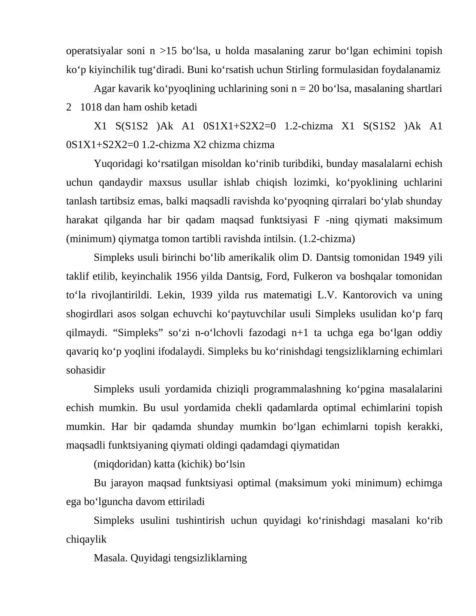 Masalalar tadqiqi. Simpleks usul. Optimal echim topish usullari 3