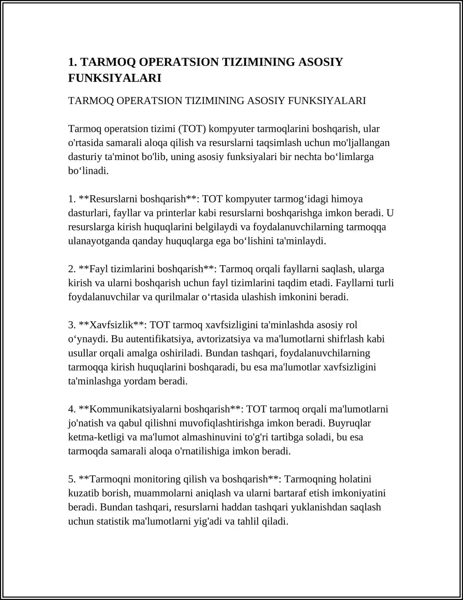 TARMOQ TEXNOLOGIYALARI TARMOQ OPERATSION TIZIMIDA ISHLASH 3