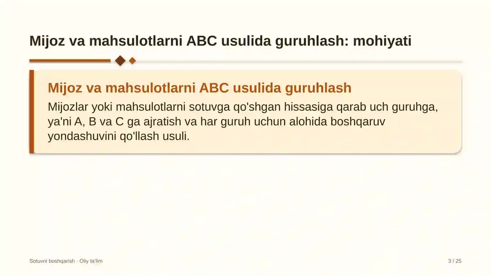 chinni fayans sanoatida mijozlar va mahsulotlarni abc usulida guruhlash 1242 3