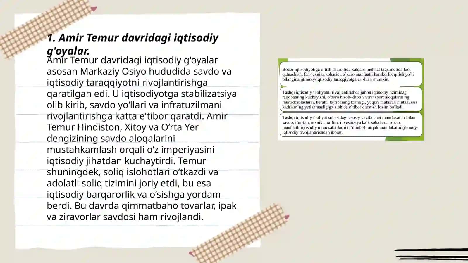 Amir Temur va Temuriylar davridagi iqtisodiy g'oyalari Merkantilizm iqtisodiy ta'limoti bilan taqqoslash 3