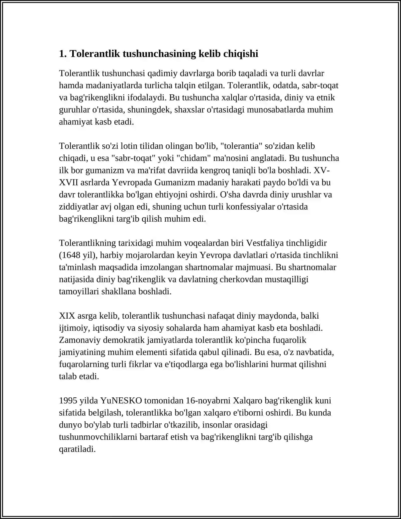 TOLERANTLIK TUSHUNCHASINING MAZMUN MOHIYATI VA MAMLAKAT TARQIYOTIDAGI AHAMIYATI 3
