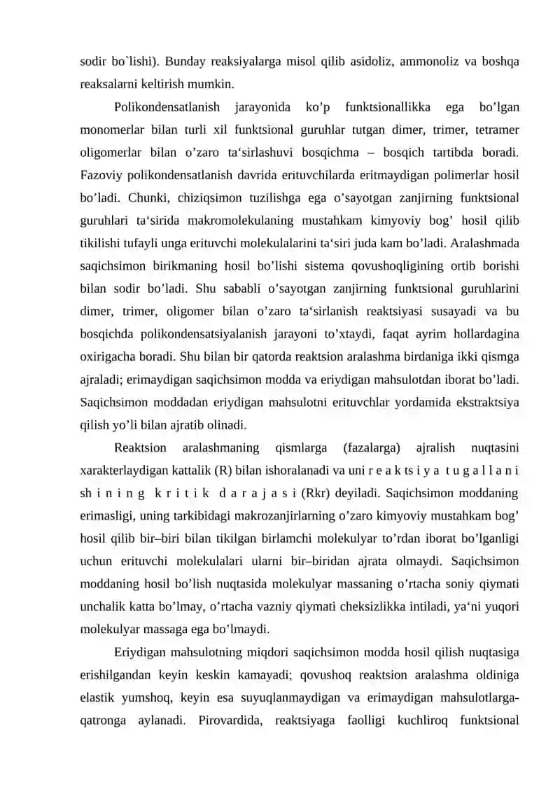 Polikondensatlanish reaksiyalari 3