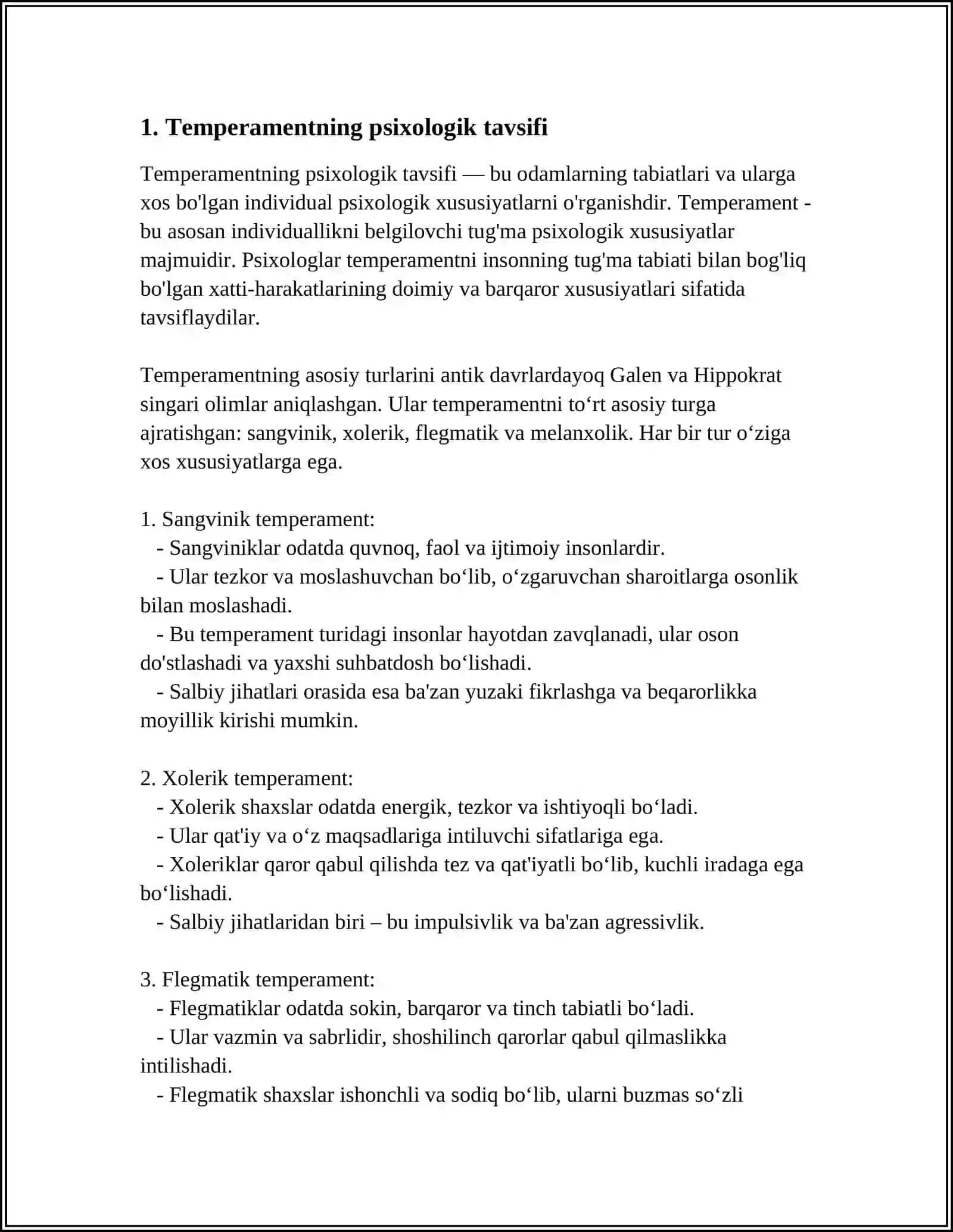TEMPERAMENT PSIXOLOGIK TAVSIFI VA NERV TIPLARI SISTEMASINI KELIB CHIQISHI 3