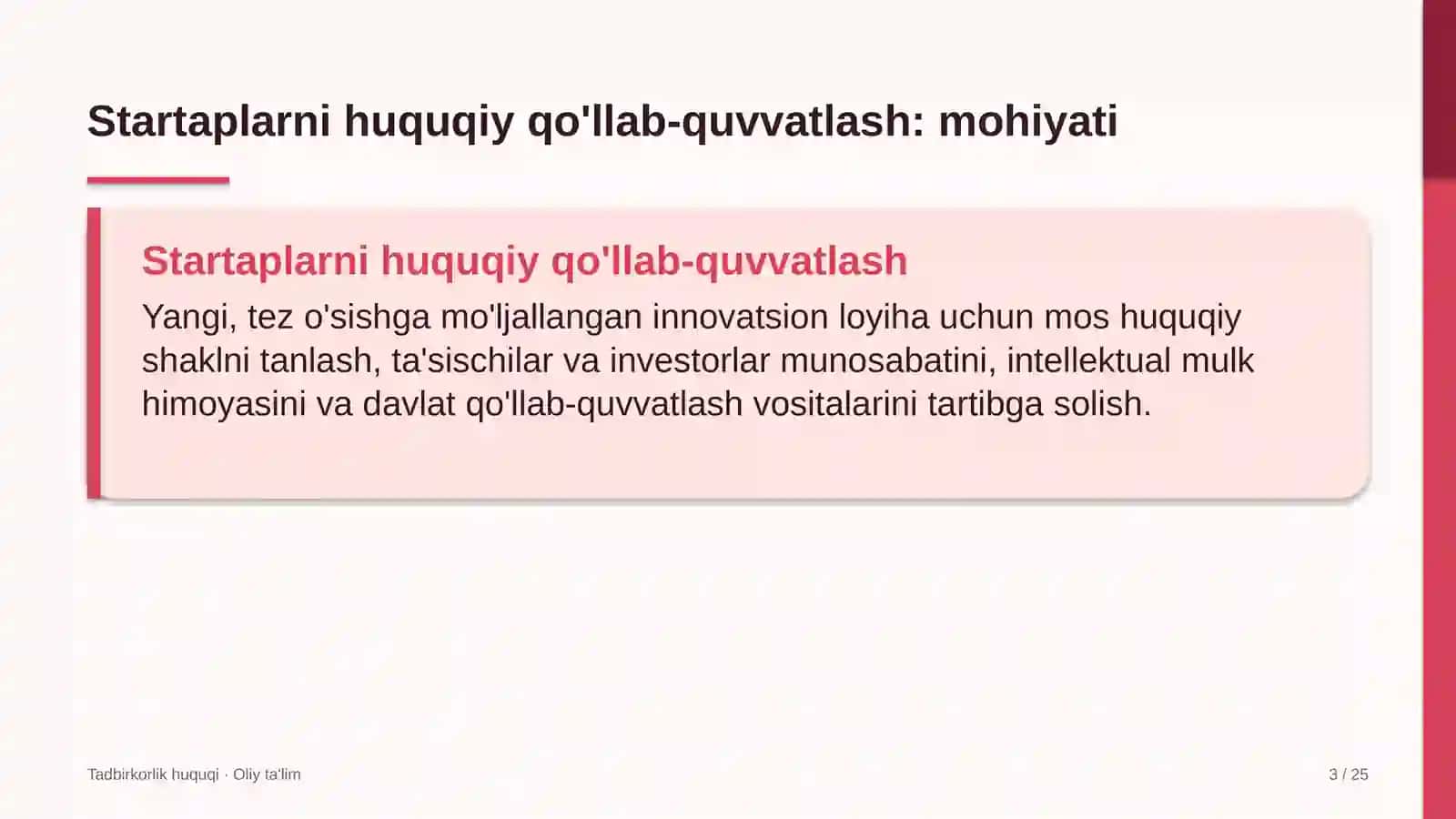 bolalar o'yin markazlarida startap loyihalarini huquqiy qo'llab quvvatlash 5899 3