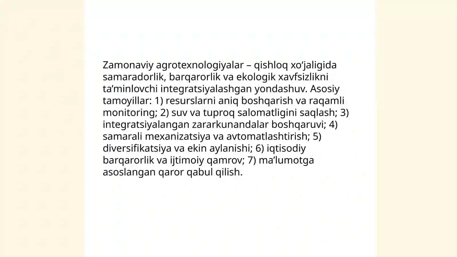 Ğálleshilikte aldıńğı agrotexnologiyalardan paydalanıw, ekspertiza qılıw. Texnika qurallardı tańlaw tiykarları 3