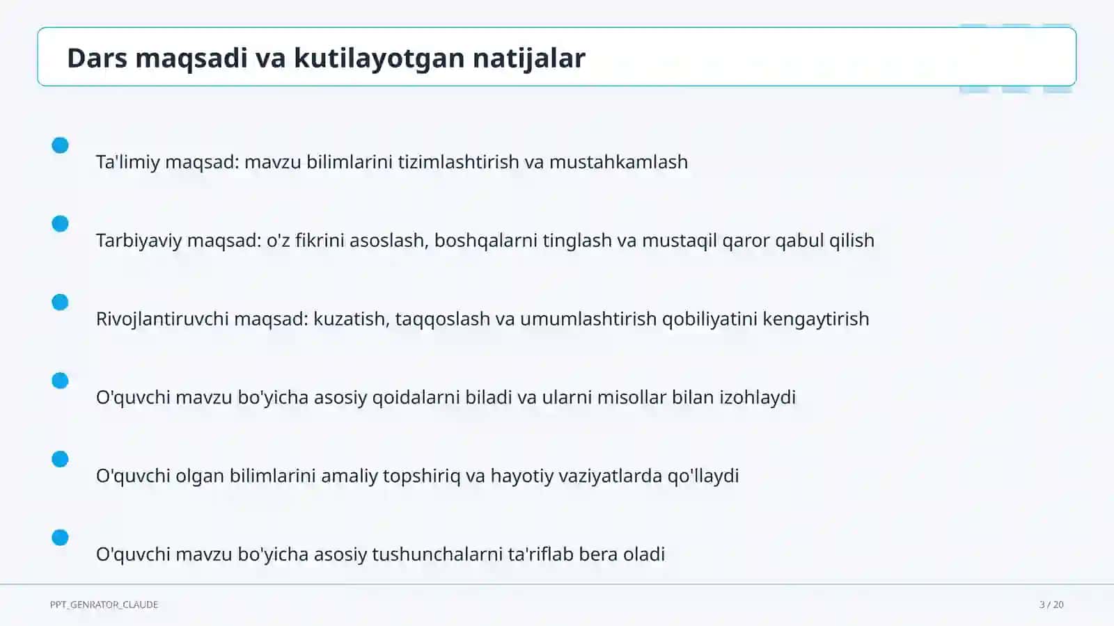 Dars rejasi 3