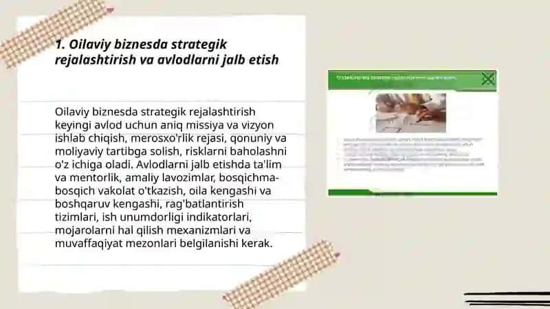 Strategik rejalashtirish va avlodlar oʻrtasidagi tadbirkorlik 3