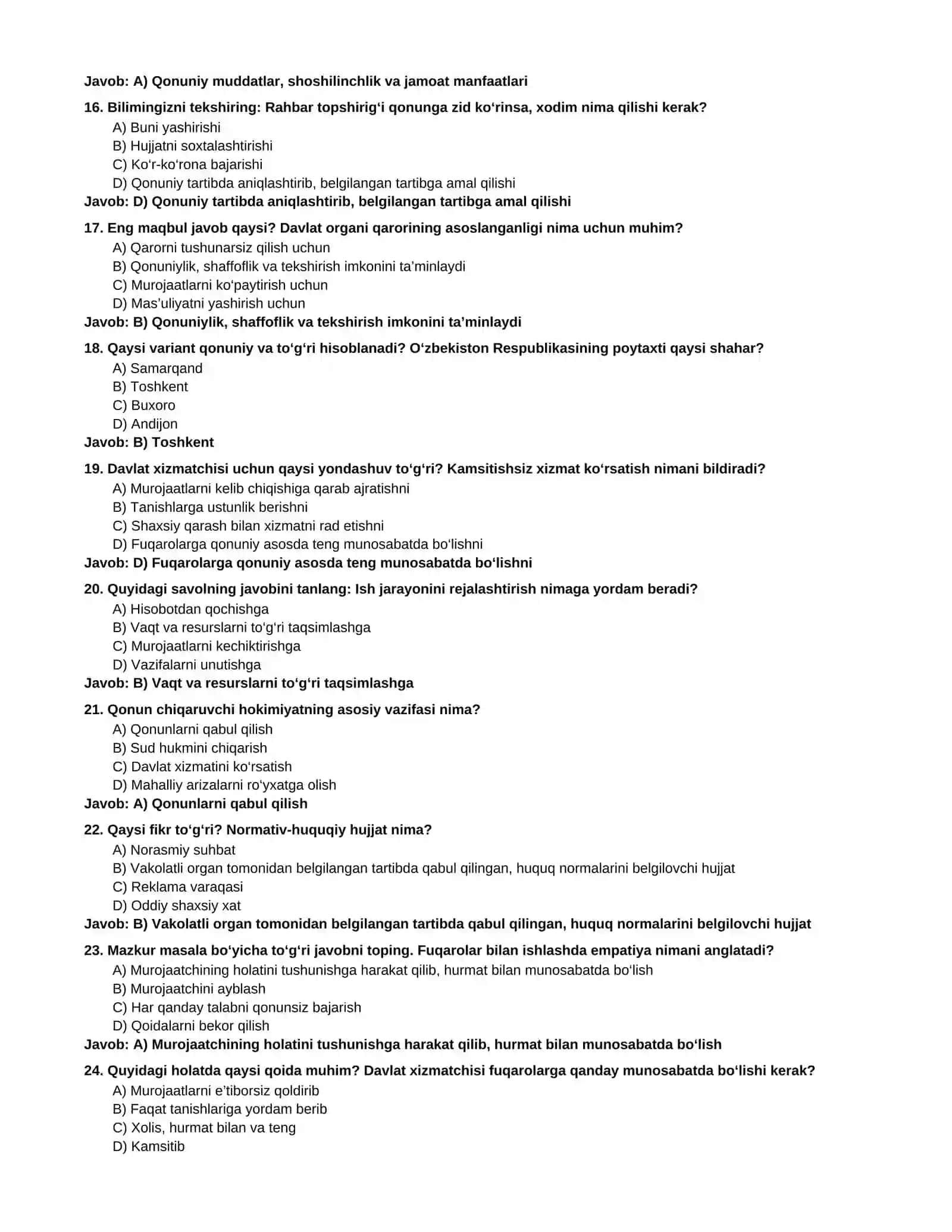 ARGOS — DAVLAT FUQAROLIK XIZMATCHISI 2026-YIL UCHUN 1000 TA NAMUNAVIY TEST 3