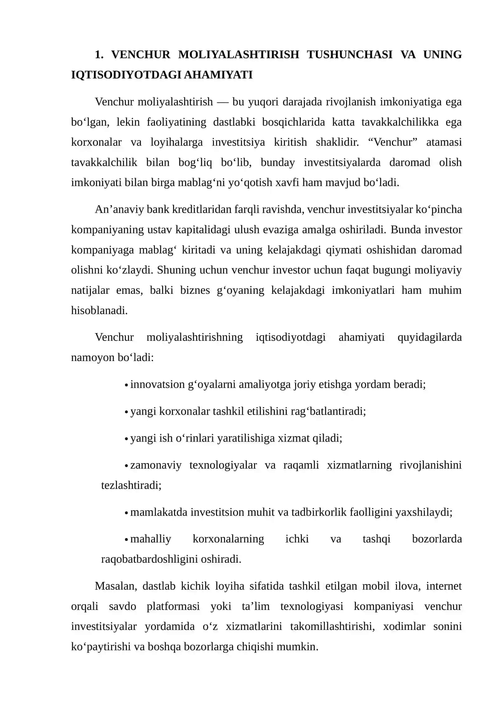 VENCHUR MOLIYALASHTIRISH VA STARTAPLARNI QO‘LLAB-QUVVATLASH 3