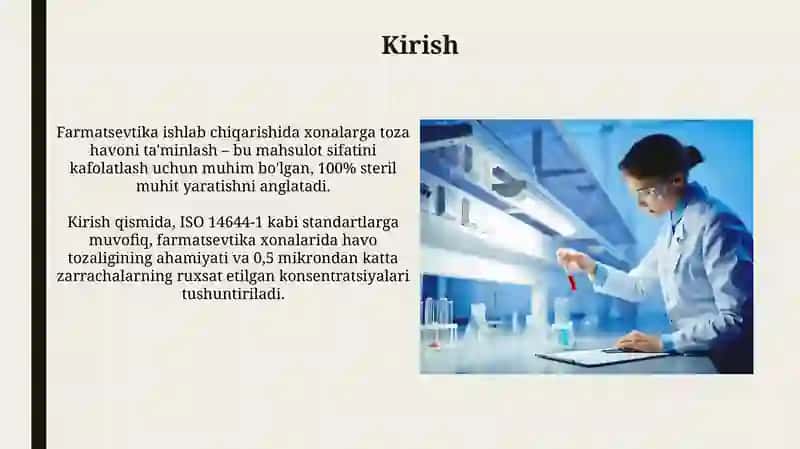 Farmastevtik ishlab chiqarishda xonalarni toza xavo bilan ta’minlash 3