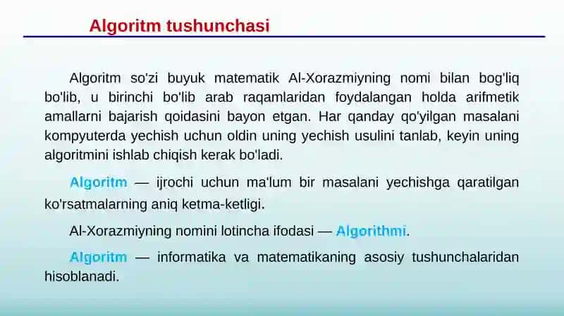 Algoritmlashtirish va dasturlash asoslari 3