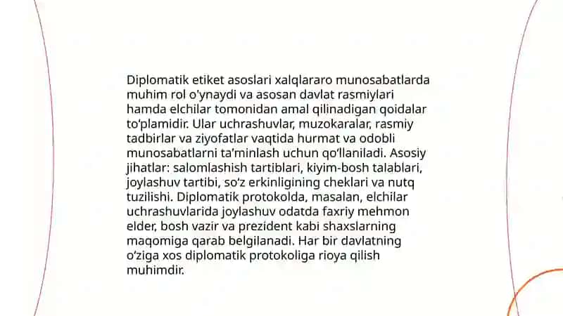 Diplomatik etiket diplomatiya va odob-axloq qoidalari 3