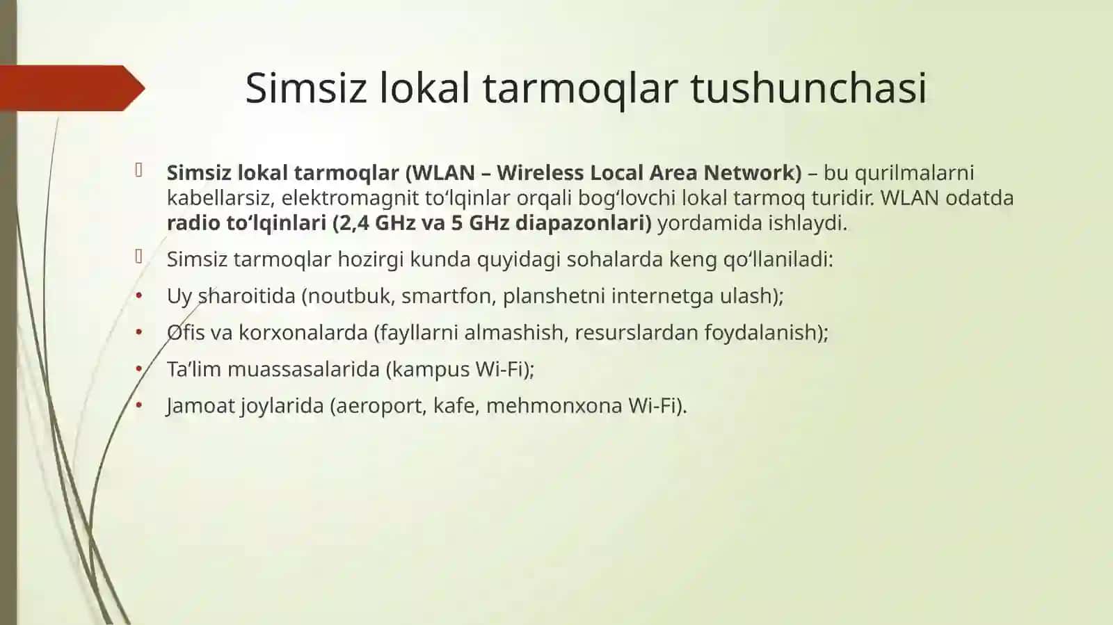 Simsiz lokal tarmoqlar - Wi-Fi va Bluetooth texnologiyalari 3