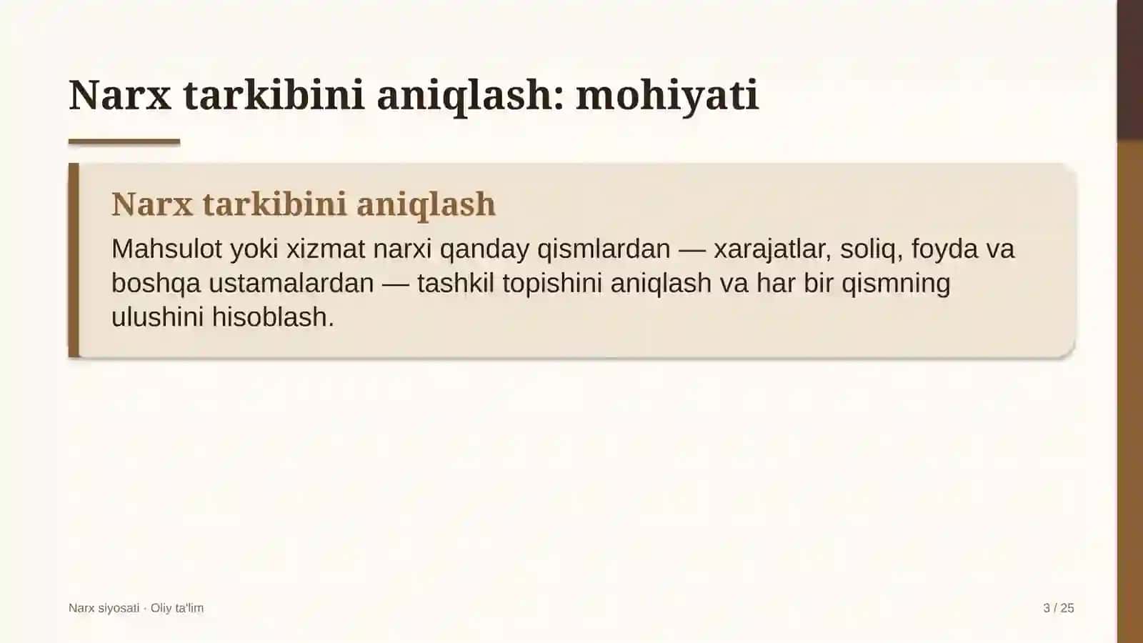 Kompyuter servis markazlarida narx tarkibini aniqlash 3