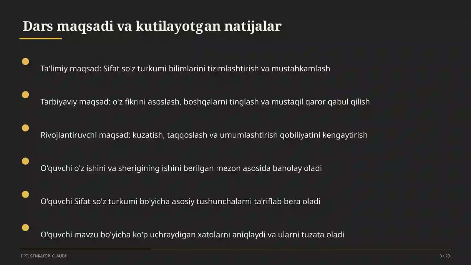 Sifat so'z turkumi (3-sinf) 3