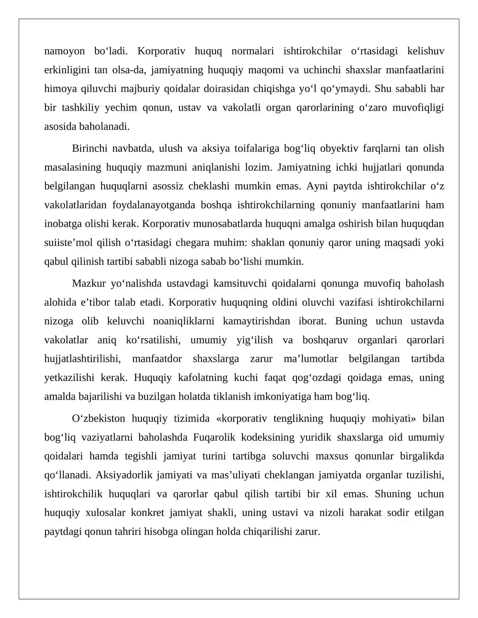 Korporativ huquqning asosiy tamoyillari Ishtirokchilarning tengligi, shaffoflik, hisobdorlik va manfaatlarni himoya qilish referat.docx 3