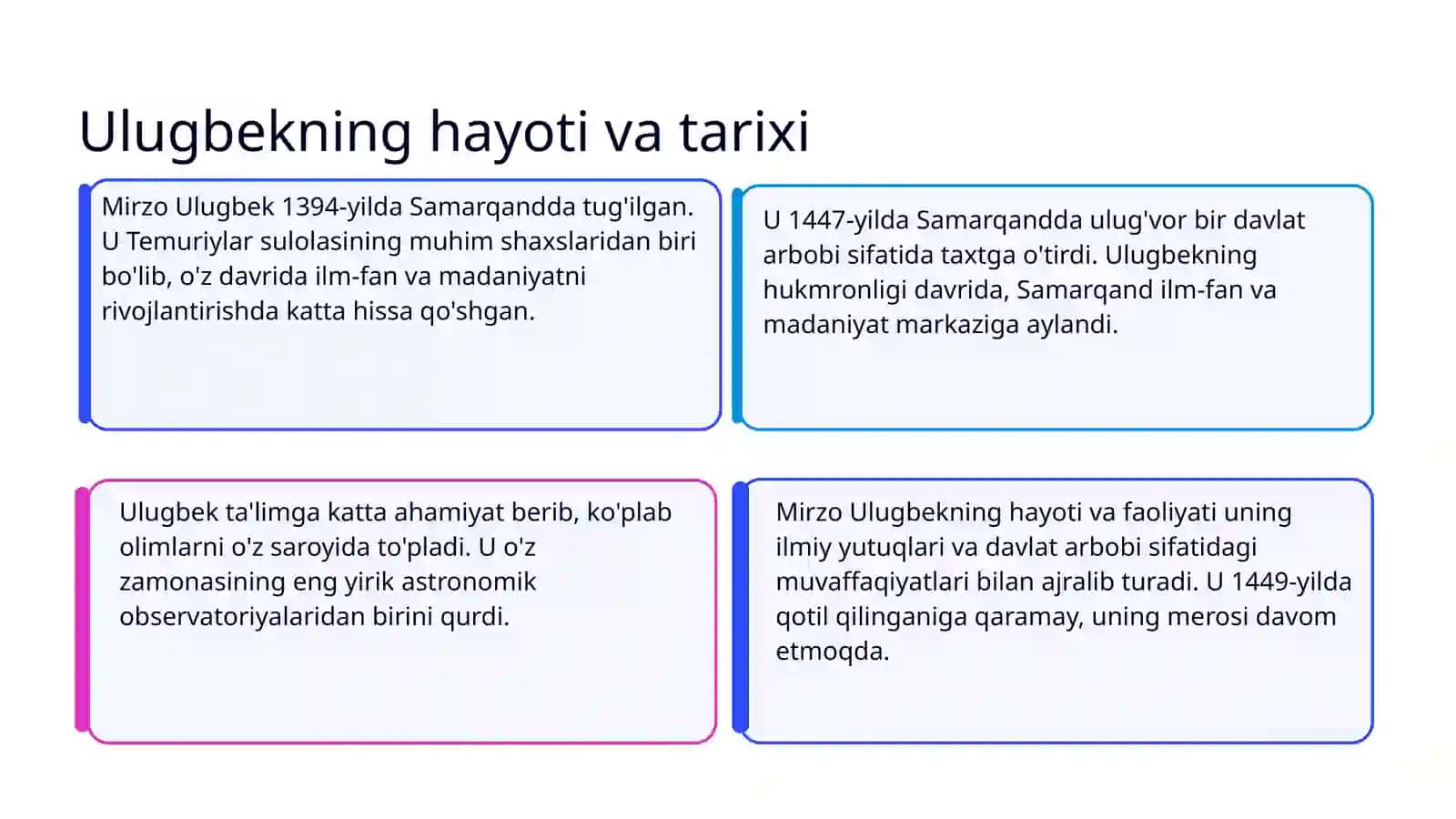 Mirzo Ulug bekning hayoti va faoliyati 3