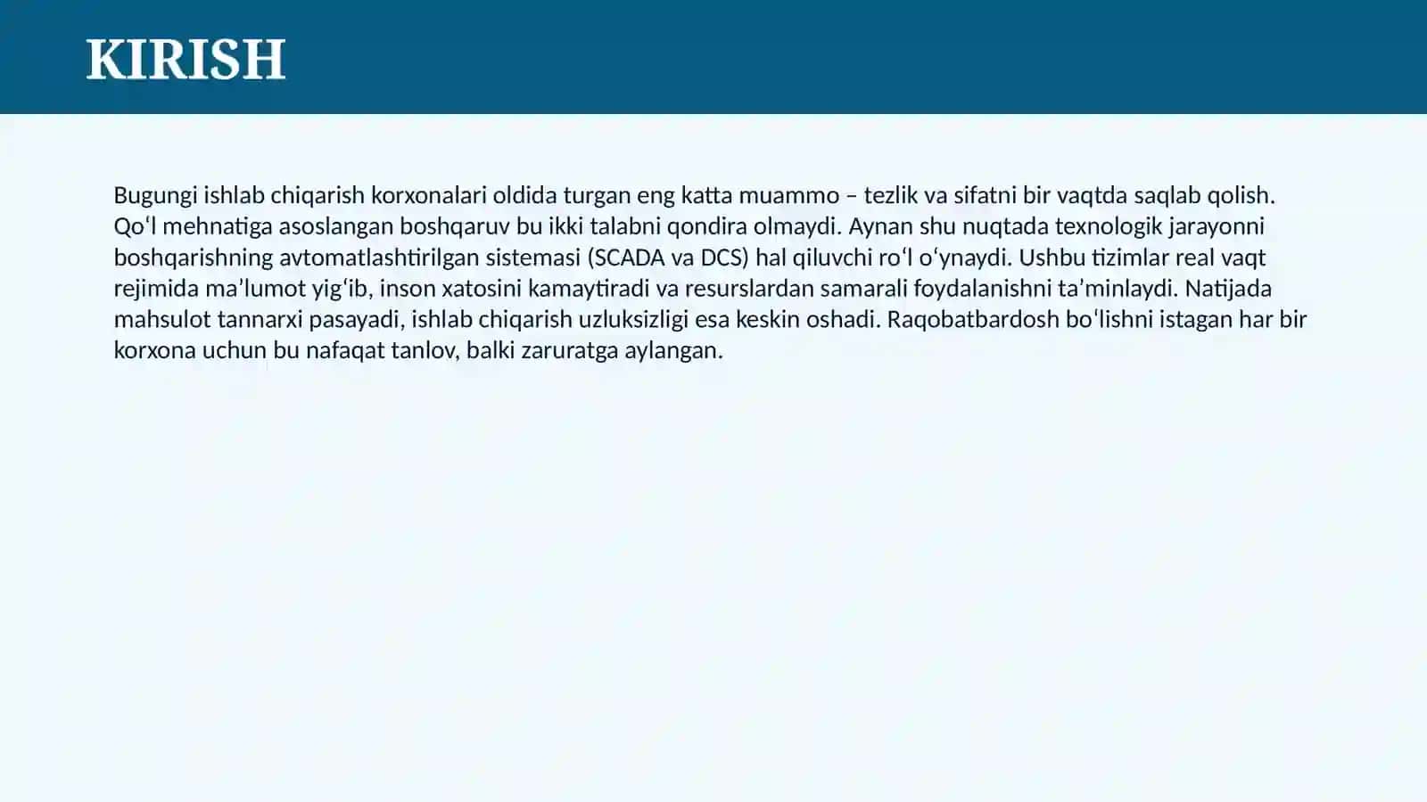 TEXNOLOGIK JARAYONNI BOSHQARISHNING AVTOMATLASHTIRILGAN SISTEMASI 3